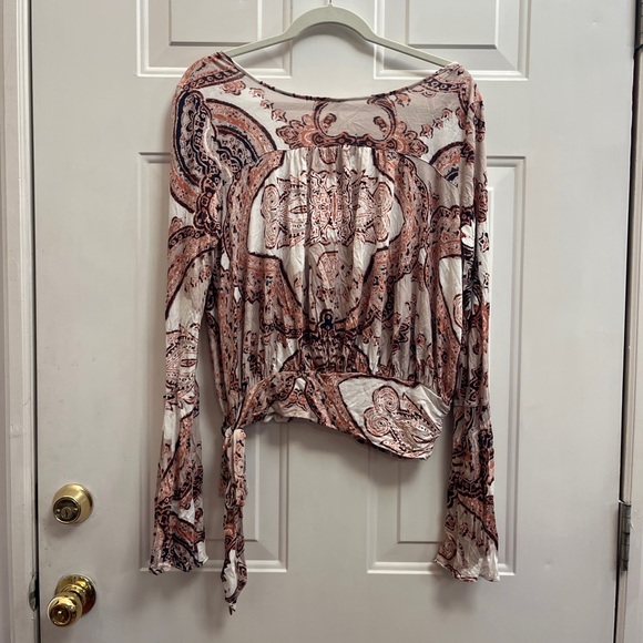 Free People Bell Sleeve Wrap Top, Size M - Picture 2 of 11